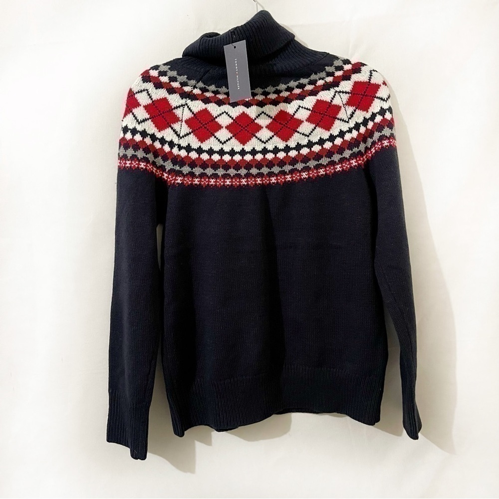Tommy Hilfiger Womens Pattern Turtle Neck Pullover Sweater - Picture 3 of 8